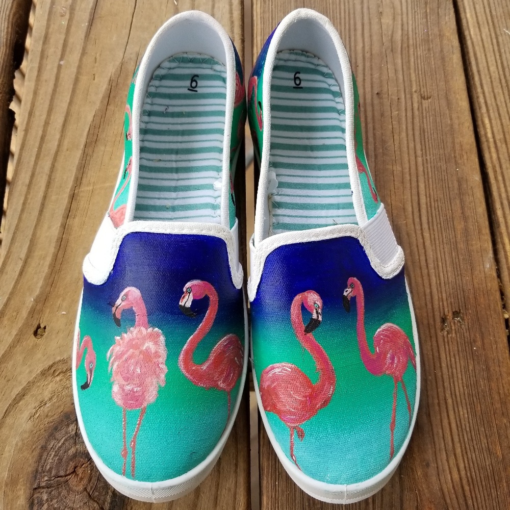 Handpainted Flamingo Shoes